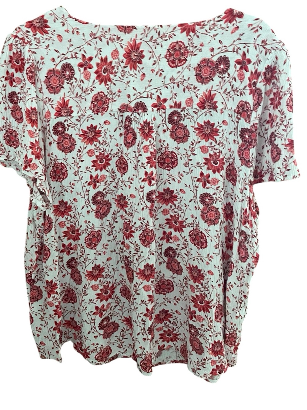 Women’s Floral Short-Sleeve Top, Sailor neckline, plus size 2X, 100% rayon - Picture 2 of 7